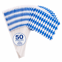 Lot de 50 drapeaux bavarois à tenir à la main - 14x21cm, petits drapeaux en polyester à carreaux, imperméables, pour festivals de la bière et défilés