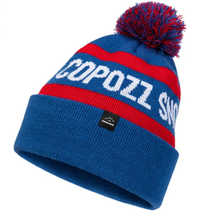 Customize Outdoor Pom Pom Winter Ski Hat Beanie Cap Strip Colors Ski Hat Cap Slouch Knitted Sports Warm Winter Ski Beanie Hat
