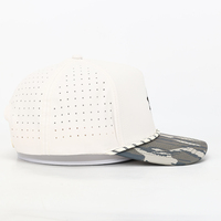 Casquette de baseball à logo personnalisé en gros pour hommes, casquette à 5 panneaux, visière plate, broderie 3D, blanche