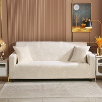 Nouvelle Housse de Canapé Universelle Élastique Entièrement Couvrante en Velours Cristal Épaissi Lavable, Jacquard Luxe Léger