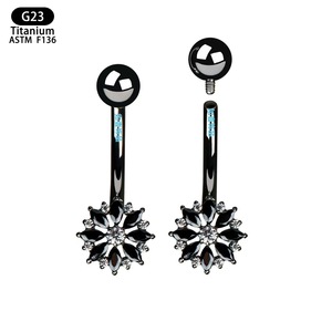 Piercing de nombril en titane F136, motif flocon de neige, zircon 5A - Product Image 5