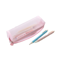 Pochette à crayons transparente en nylon avec fermeture éclair, fournitures scolaires pour étudiants et enfants, étui à crayons rectangulaire long en maille avec fermeture éclair