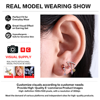 Boucles d'oreilles pendantes en titane ASTM F136 avec zircon et chaîne, 16G, qualité implant, bijoux de piercing corporel, pendentif d'oreille, hélix, labret