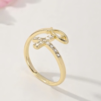 Anillo cruzado de nuevo diseño, anillo de pez ajustable con apertura chapada en oro de 14 quilates, circón religioso de latón para mujer
