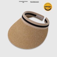 Chapeau Visière en Herbe Naturelle Tressée Nouveau Modèle d'Été pour Femme Protection Solaire Anti-UV Grand Bord Couvrant le Visage Chapeau de Soleil d'Extérieur