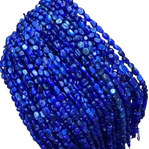 6-8mm Natural AA Kyanite Gravel Pebble Gemstone Beads Healing Power Energy Kyanite Irregular Shape Beads15"