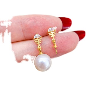 Pendientes de Plata S925 con Cuentas de 7-10 mm, Accesorio de Perlas para DIY, Pendientes de Plata con Diseño de Espina de Pescado 21142, Accesorio de Moda, Soporte Vacío - Product Image 5