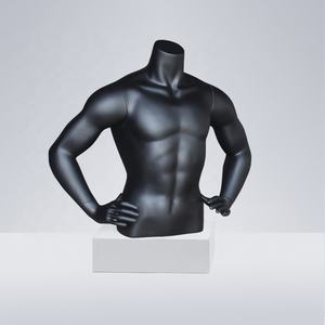 Matte Schwarz Shiny White Mannequin Muscle Mann Halb Körper Fiberglas Männliche Obere Hälfte Körper Sport Mannequin Für Verkauf - Product Image 5