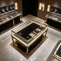 Comptoir de présentation de bijoux sur mesure, vitrine en verre avec éclairage LED, mobilier de magasin de détail incurvé