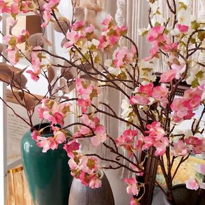 Colección de flores artificiales realistas Flores de melocotón y cereza de dedo de belleza para el estilo nórdico del hogar y ramos de novia - Product Image 1