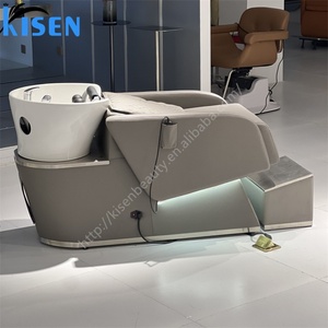 Fauteuil de lavage de cheveux Kisen confortable en cuir PU pour hommes et femmes, design moderne, avec bac à shampoing - Product Image 5