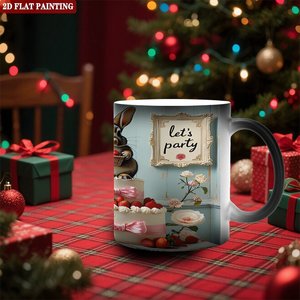 Smooth Round Rim Comfort Daily Mug Frosted Black 11oz <b>Ceramic</b> Heat Changing Magic <b>Cup</b> - Product Image 2