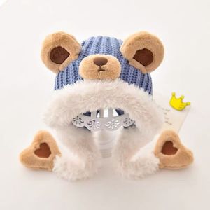Gorro de Oso para Bebé, Tejido de Felpa con Orejeras, Cálido, Cortavientos, Unisex, Estilo Otoño Invierno, Color Caqui, Rosa, Azul, Rojo, Amarillo - Product Image 2