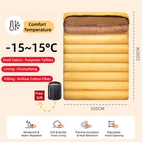 Kantong Tidur Ganda untuk Pasangan, Tebal, Tahan Air, untuk Berkemah Musim Dingin, Dapat Dilepas 2-in-1, Alas Tidur Perjalanan untuk Hiking di Luar Ruangan