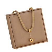 Ensemble collier et bracelet en maille plaqué or 18 carats en acier inoxydable pour femme, avec pendentif boule tendance, bijoux de mode épais pour mariage