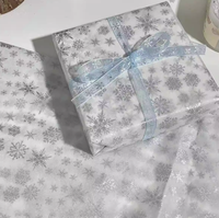 Papier cadeau personnalisé en papier de soie enduit imperméable et résistant à la graisse avec motif flocon de neige en feuille d'argent