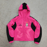 Veste coupe-vent imperméable à capuche pour l'extérieur, coupe ample personnalisée, avec fermeture éclair, design patchwork, en nylon, idéale pour la course à pied