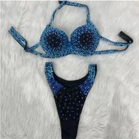 Bikinis sexy Costumes de samba Livraison gratuite Soutien-gorge et string couleur rose vif perlés à la main pour vêtements de performance EDC Rave Outfit