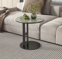 Table d'appoint ronde moderne en pierre frittée, table basse de luxe légère pour petit appartement ou balcon