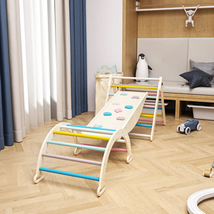 Wooden Indoor Climbing <b>Frame</b> For Toddlers Montessori Folding Play Set With Colorful <b>Ladder</b> For Kids Gym Or Living Room - Product Image 4