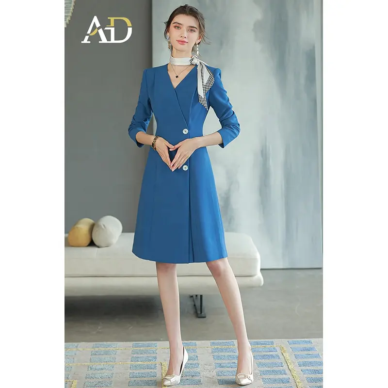 Một Mảnh Váy Phụ Nữ Phù Dâu Dresses Màu Xanh Hoàng Gia Bầu Trời Màu Xanh Váy Midi Chiều Dài Dài Tùy Biến Sản Xuất