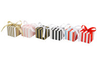 Boîte à bonbons mini carrée rayée à faible MOQ avec ruban, contenant pour chocolats, idéale pour mariages, baby showers et anniversaires