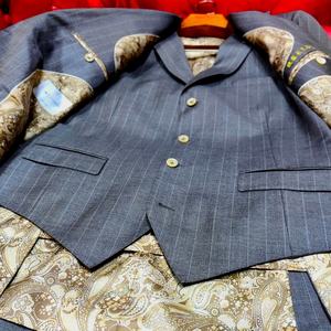 Traje de 3 piezas de lana VBC italiana, de botonadura sencilla, <span class=keywords><strong>medio</strong></span> entallado, con estampado pata de gallo marrón, corte ajustado, para negocios, bodas <span class=keywords><strong>y</strong></span> uso formal, con chaleco <span class=keywords><strong>y</strong></span> pantalón. - Product Image 4