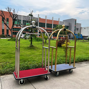 Carrello Telescopico Pieghevole per Bagagli con Freno, Trolley per Aeroporto, Carrello per Trasporto Merci, Carrello di Servizio per Hotel e Concierge - Product Image 4