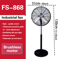 Ventilateur oscillant silencieux sur pied FS-868 de 18 pouces, haute puissance 25W, 12 vitesses, alimenté par énergie solaire, batterie au lithium, autonomie 6-8 heures