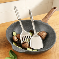 Ensemble d'ustensiles de cuisine 6 pièces en acier inoxydable 201, finition satinée, manches plaqués or, comprenant louche, écumoire, spatule, spatule de cuisine et cuillère, pour la maison
