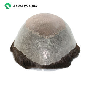 ระบบผมทดแทนสำหรับผู้ชาย สีน้ำตาลเข้ม แบบผมอินเดียแท้ ลอนธรรมชาติ ฐาน Fino Mono ความหนาแน่น 120% ฐานลูกไม้ PU ทนทาน - Product Image 4