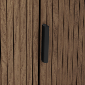 Directo de fábrica Mesa de centro de <span class=keywords><strong>puerta</strong></span> de tambor estriado deslizante redonda lisa en nogal con gran espacio de almacenamiento - Product Image 3