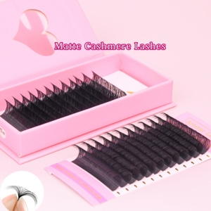 Barquettes <span class=keywords><strong>de</strong></span> cils individuels Blooming Matte, volume facile à poser, doux, couleur cachemire foncé, PBT coréen, noir jet, extensions <span class=keywords><strong>de</strong></span> cils méga - Product Image 2
