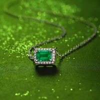 Collier en argent S925 avec pendentif traceur et émeraude de culture, bijoux en stock, distribution directe