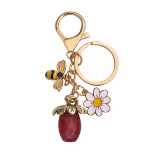 Cute Bee Daisy Flower Keychain Enamel Insect Charms Simulated Stone Bud Pendant <b>Key</b> Ring for Bag <b>Car</b> <b>Key</b> Gift Souvenir Wholesale - Product Image 5