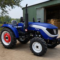 Tracteur agricole diesel compact 70 CV à faible entretien avec direction hydraulique pour les opérations sur les terrains montagneux et vallonnés