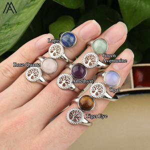 <span class=keywords><strong>Anello</strong></span> in <span class=keywords><strong>argento</strong></span>, perle tonde, cristallo di pietre preziose, albero <span class=keywords><strong>della</strong></span> <span class=keywords><strong>vita</strong></span>, gioielli Reiki Chakra - Product Image 2