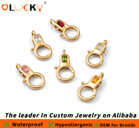 LUCKYJIU Fabricant de bijoux sur mesure – Fermoir étanche plaqué or 18 carats avec zircone cubique/cristal serti clos pour empilages quotidiens