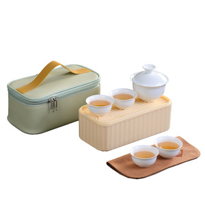Service à thé de voyage en porcelaine carré avec couvercle et rangement intégré pour usage extérieur et domestique, vaisselle à thé Kung Fu - Product Image 5