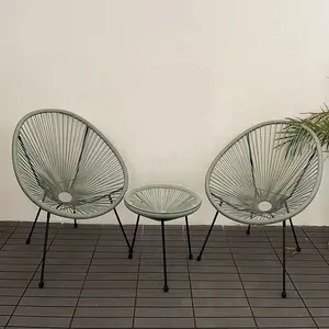كرسي حديقة رخيص الثمن من الفولاذ القابل للتكديس في الهواء الطلق مقهى بلاستيكي من الخيزران الهندي الخوص حبل كرسي أكابولكو للبيع