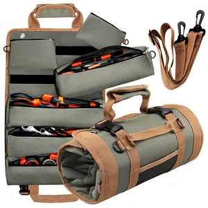 Multi purpose 20" Tool Roll Up Organizer Bags with 3 Detachable Pouches & Shoulder Strap