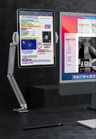 Support de tablette et de téléphone portable en alliage d'aluminium réglable à 360 degrés, compatible avec iPad, argent/gris, pour les personnes paresseuses