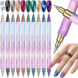 Wholesale Professional Nail Art Marker <b>Set</b> Quick Dry Waterproof Custom Logo 10 Colors Metallic Nail Polish Pen for DIY Salon - Product Image 1