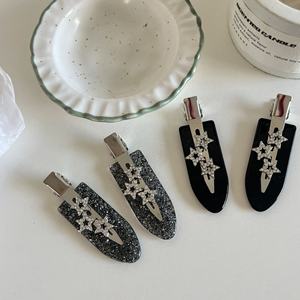 Korean <b>Sweet</b> Handmade Plastic Hair Accessories Girls European Acrylic Acetate Hairpin Duckbill Clip Diamond Star Creaseless Hair - Product Image 5