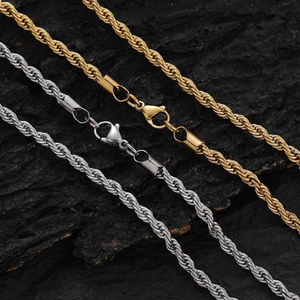 Collar de Cadena Trenzada de Acero Inoxidable, Accesorio de Moda Simple, Imprescindible - Product Image 2