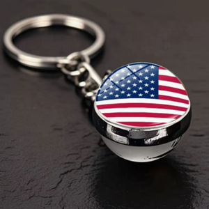 Llavero Metálico con Bandera Americana, Souvenir para Canadá, Brasil, <span class=keywords><strong>Cuba</strong></span>, México, Perú, Chile, Colombia, Argentina, con Colgante <span class=keywords><strong>de</strong></span> Bola <span class=keywords><strong>de</strong></span> Cristal - Product Image 1