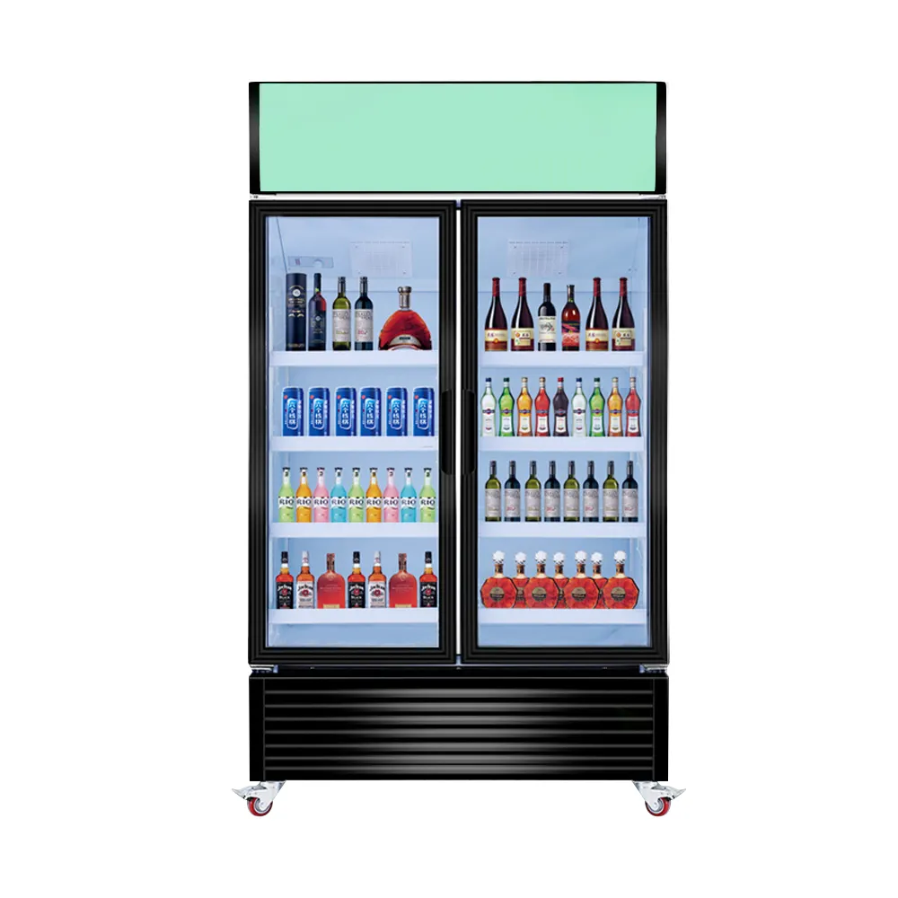 Thiết Bị Làm Lạnh Nhà Máy Giá 2 Cửa Kính Đồ Uống Thẳng Đứng Làm Lạnh Hiển Thị Tủ Lạnh Tủ Lạnh Cooler Freezer