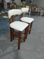 MX196 #   Taburete Alto de Madera Maciza Moderno, Altura Ajustable, Sin Reposabrazos, Tela Personalizable, Uso Comercial, Comedores, Sala de Estar
