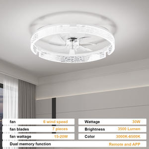 Ventilateur de plafond à montage encastré à 7 pales de 15,8 pouces, ultra fin, LED à 3 couleurs à intensité variable, moteur DC silencieux, application et télécommande, avec minuterie - Product Image 6