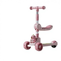 Trottinette Enfant Pliable Luxe Populaire en Promotion, Plateforme Large, Roues PU, 3 Roues, Alimentée par Batterie, Lumières Clignotantes, Musique, Hauteur Réglable